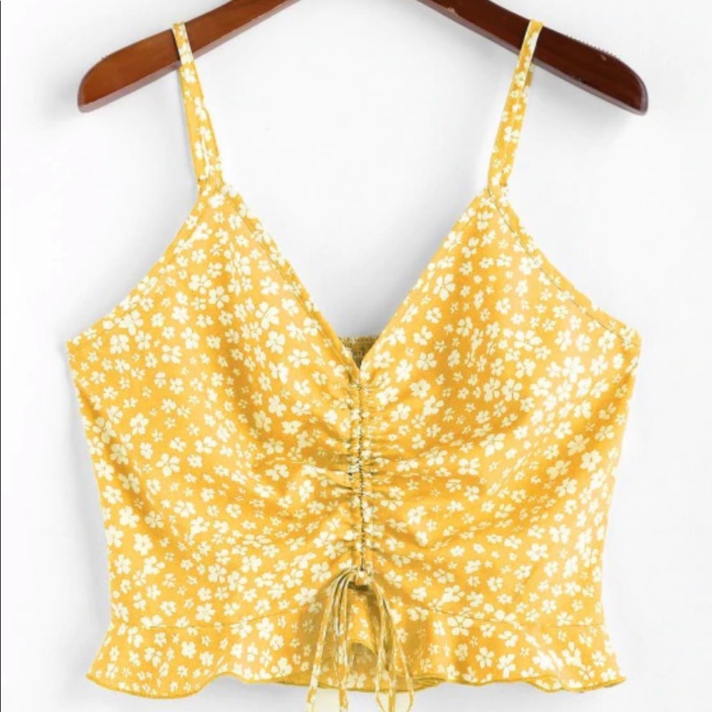 yellow and white crop top